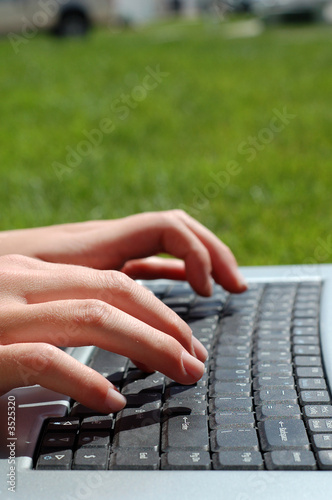 laptop in the lawn