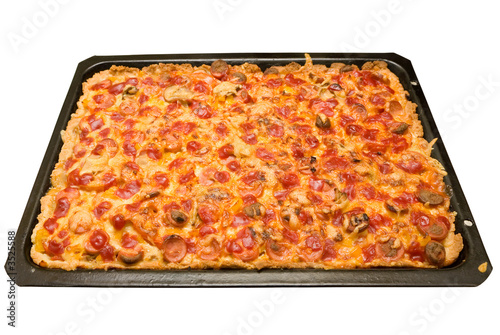 baking tray with pizza