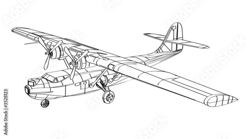 Catalina seaplane on white background