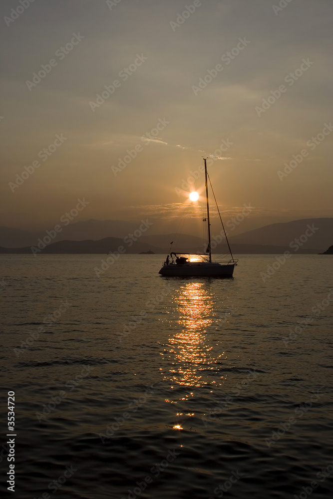 sunrise and yacht