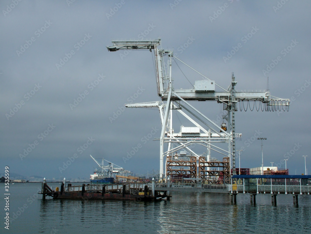 Industrial construction cranes at Oakland harbor