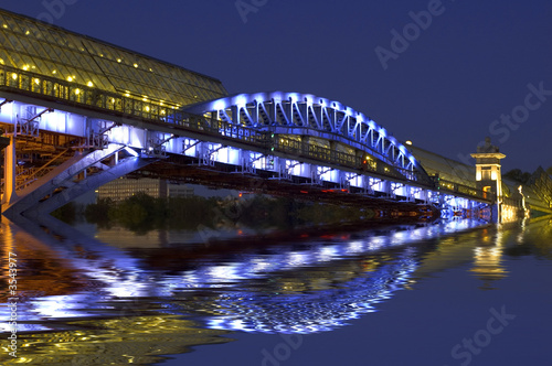 Moscow. evening. Old foot Bridge over river