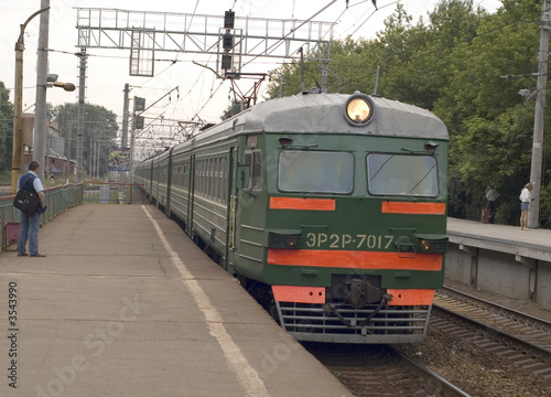 arrival electric train on platform