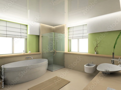 Modern interior. 3D render. Bathroom. Exclusive design.