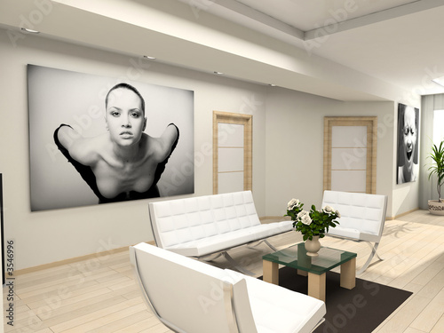 Modern interior with the fashionable picture.