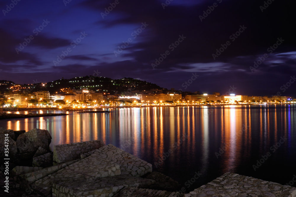 The city of Cannes, France, at night