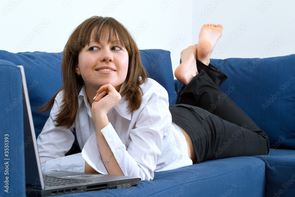 woman with laptop at home woman with laptop at home