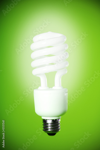 eco light bulb on a green background