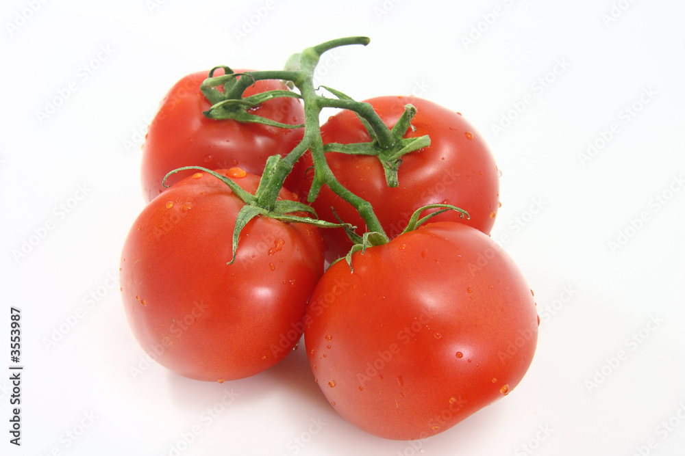 Bunch of red juicy tomatoes isolated on white Bunch of red juicy tomatoes isolated on white