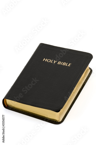 Holy Bible photographed in the studio on a white background