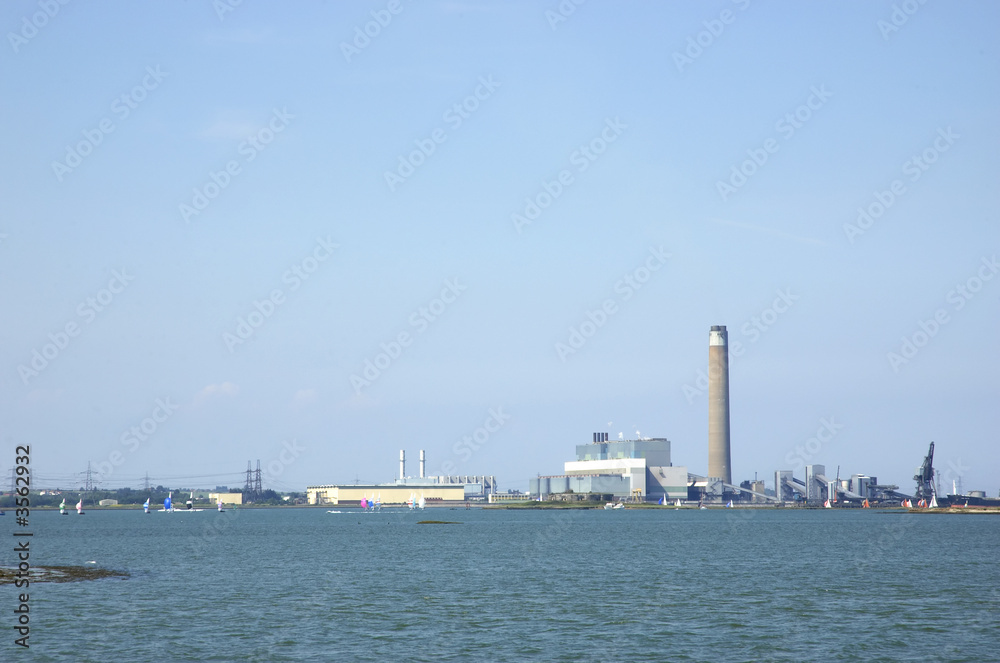 .A power station across the river medway in England .A power station across the river medway in England