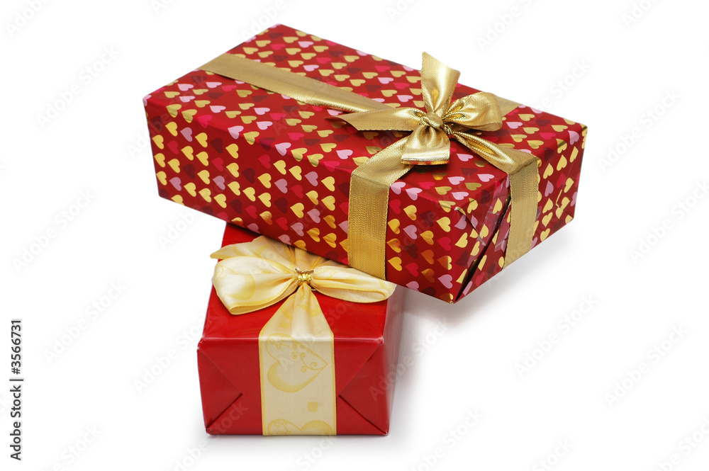 Two gift boxes isolated on the white background Two gift boxes isolated on the white background