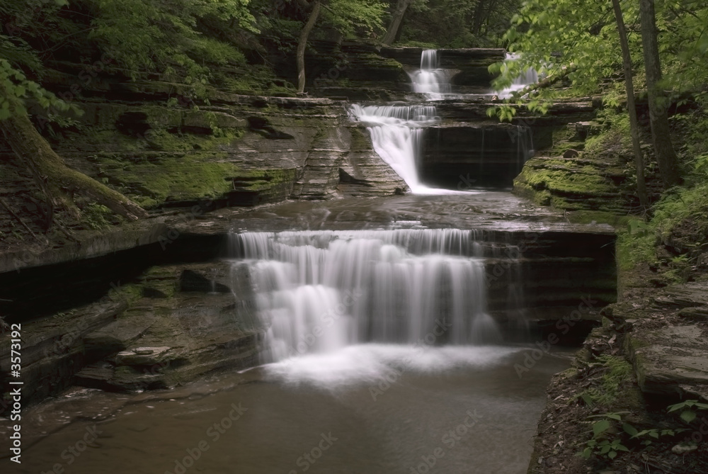 Obraz premium Beautiful gorge and waterfall in New York. 