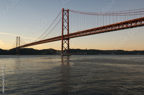 View of the 25th April Bridge over the river Tagus 