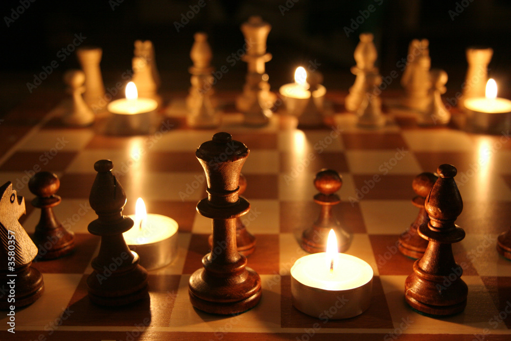 A game of chess at night A game of chess at night