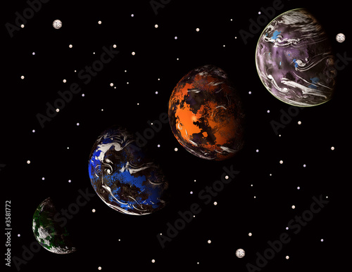 alien solar system, computer illustration generated digital art