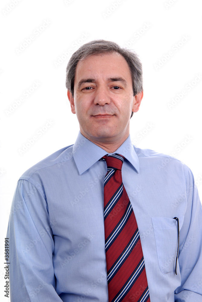 Business man full of thoughts - isolated over a white background Business man full of thoughts - isolated over a white background