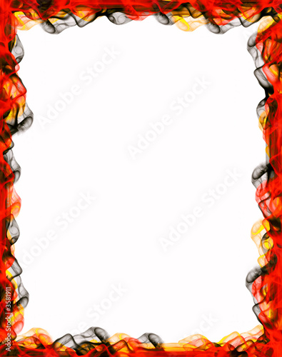 Decorative framework, colored smoke over white paper