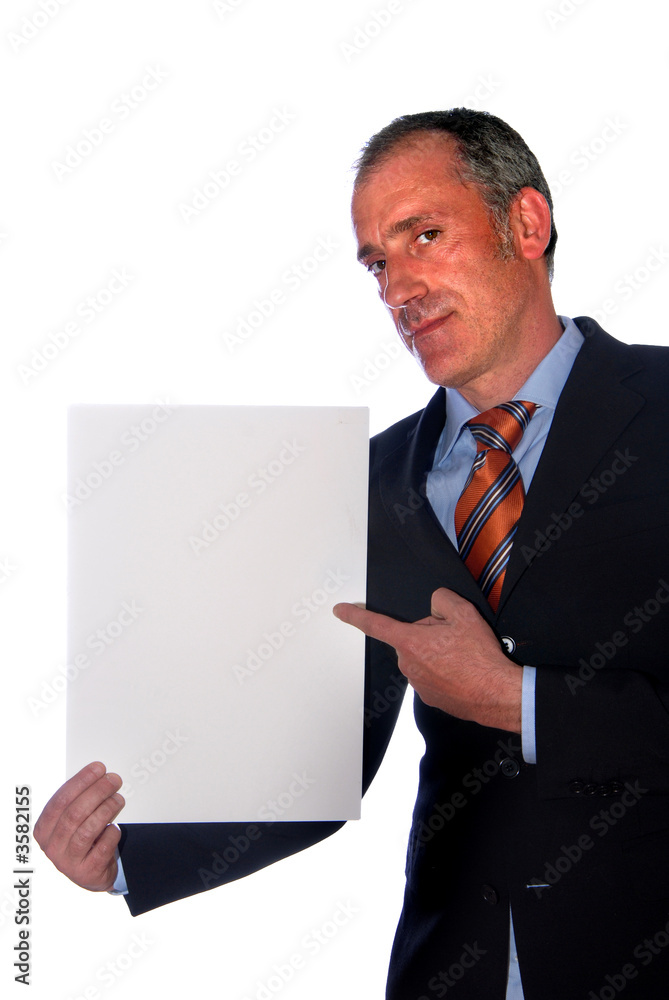 business man with an empty white card business man with an empty white card