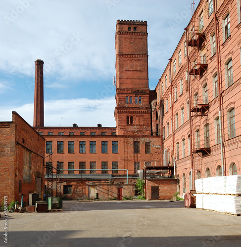 Old redbrick factory building in Saint-Petersburg