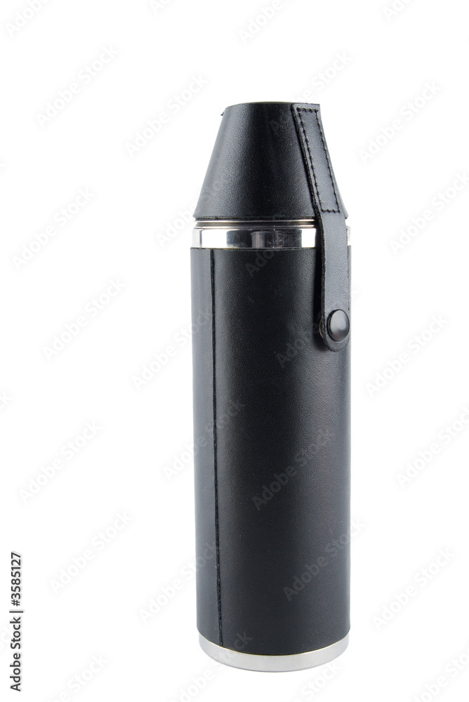 Closed flask in leather case Closed flask in leather case