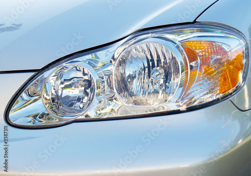 Close-up of headlight on an automobile