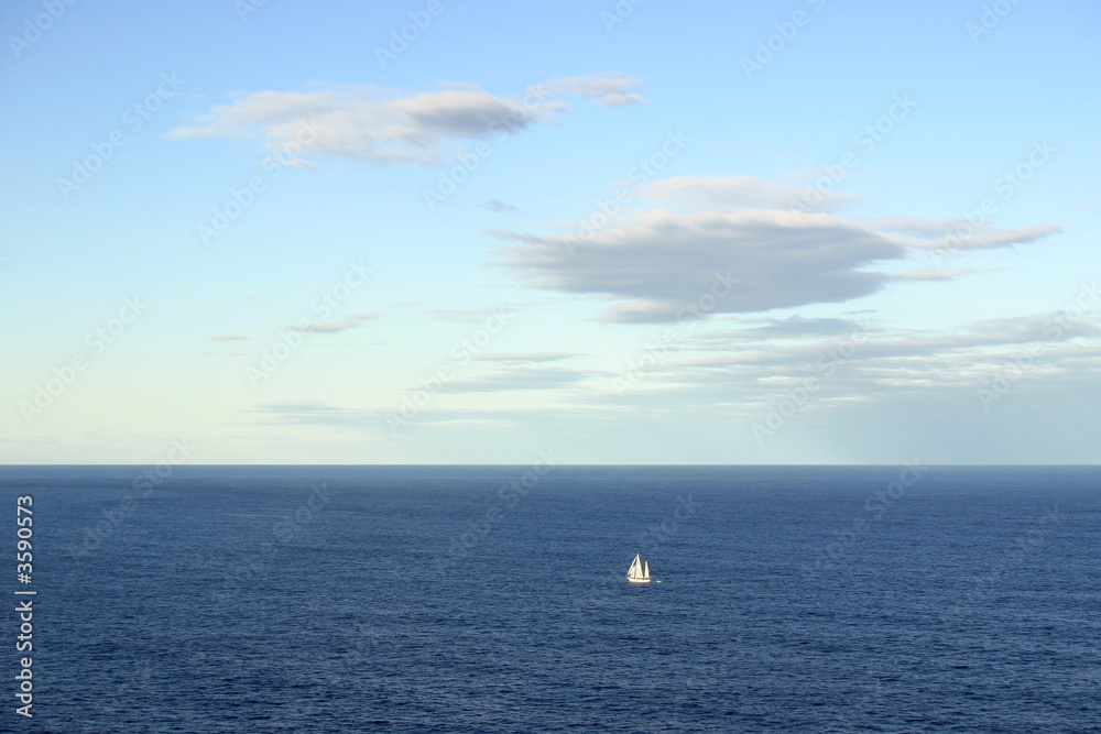 A single sailing ship on the pacific ocean