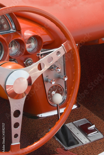Close up detail of a classic Corvette at a car show