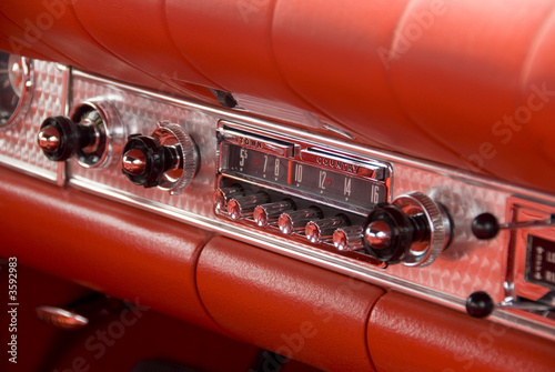 Close up detail of a classic car at a car show