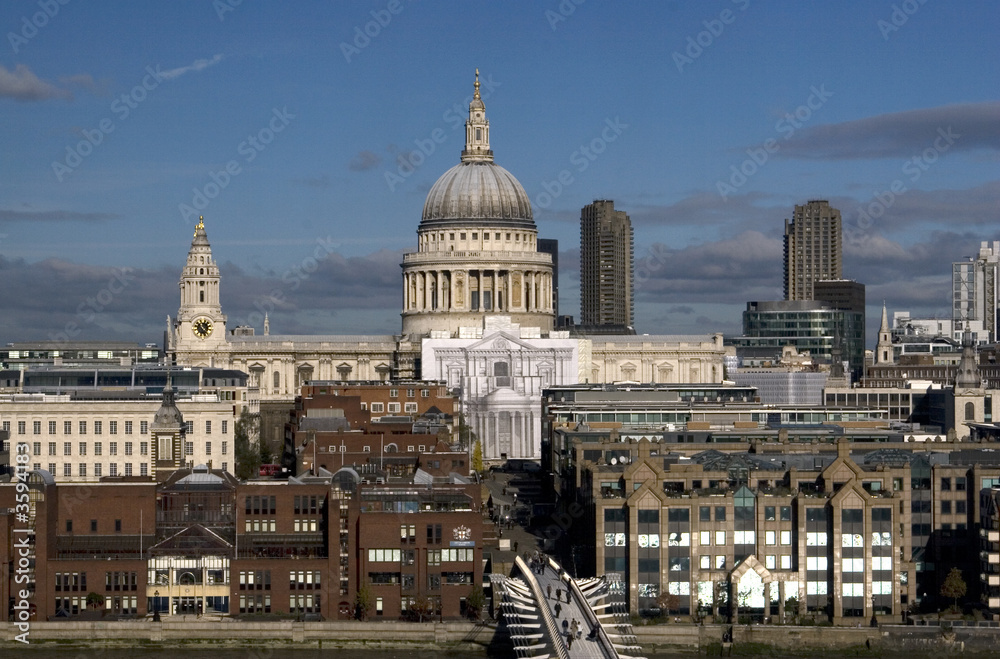 St. Pauls Cathedral with Millenium Bridge London