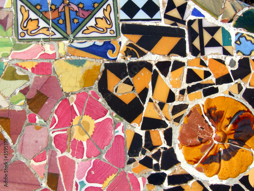 Photography Gaudi mosaic in Barcelona