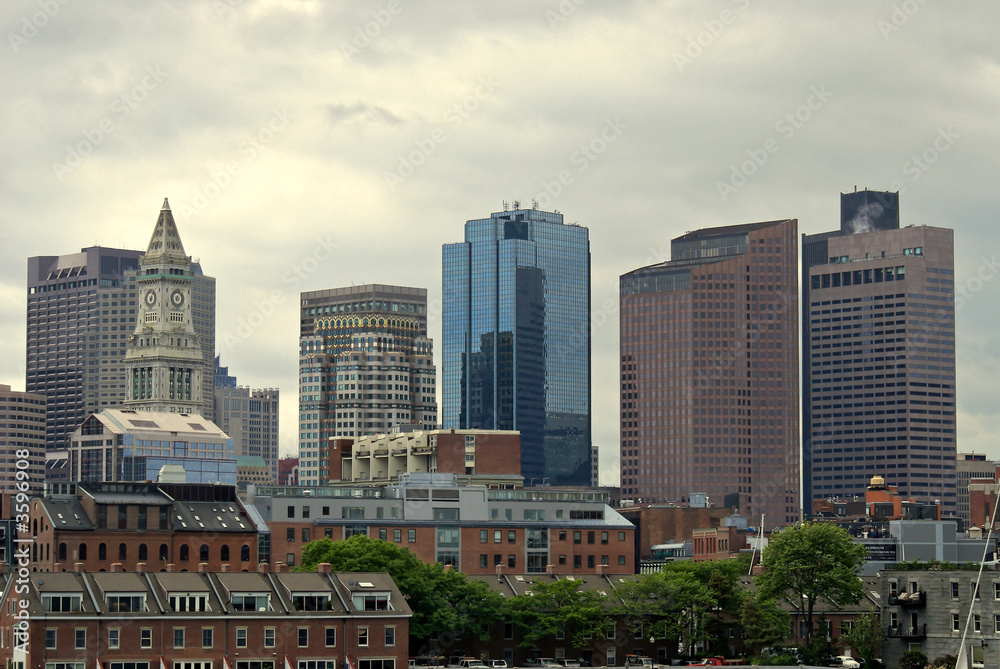 boston skyline from harbor