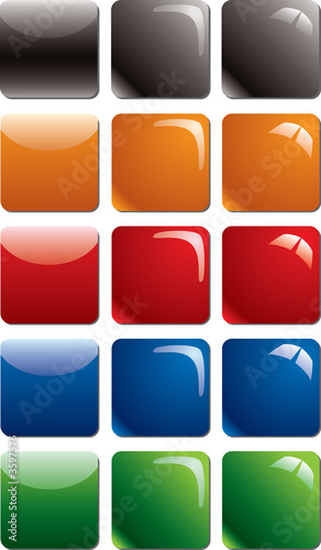 Empty colored rounded square glossy buttons