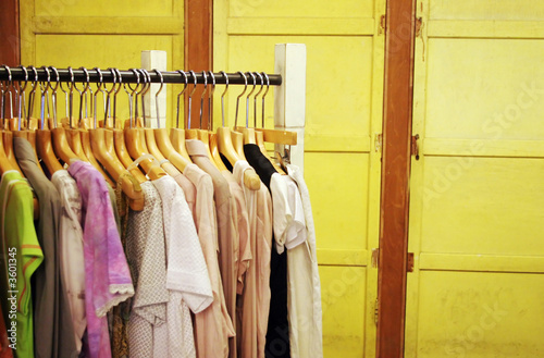 Clothing on a rack photo