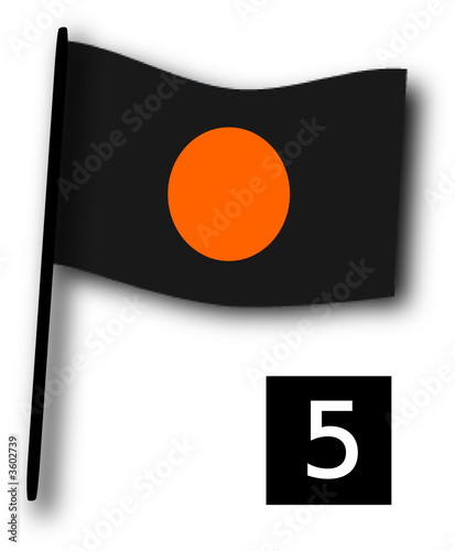Black flag with orange disc