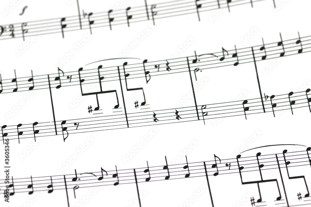 Musical concept - Music sheet with various notes Musical concept - Music sheet with various notes