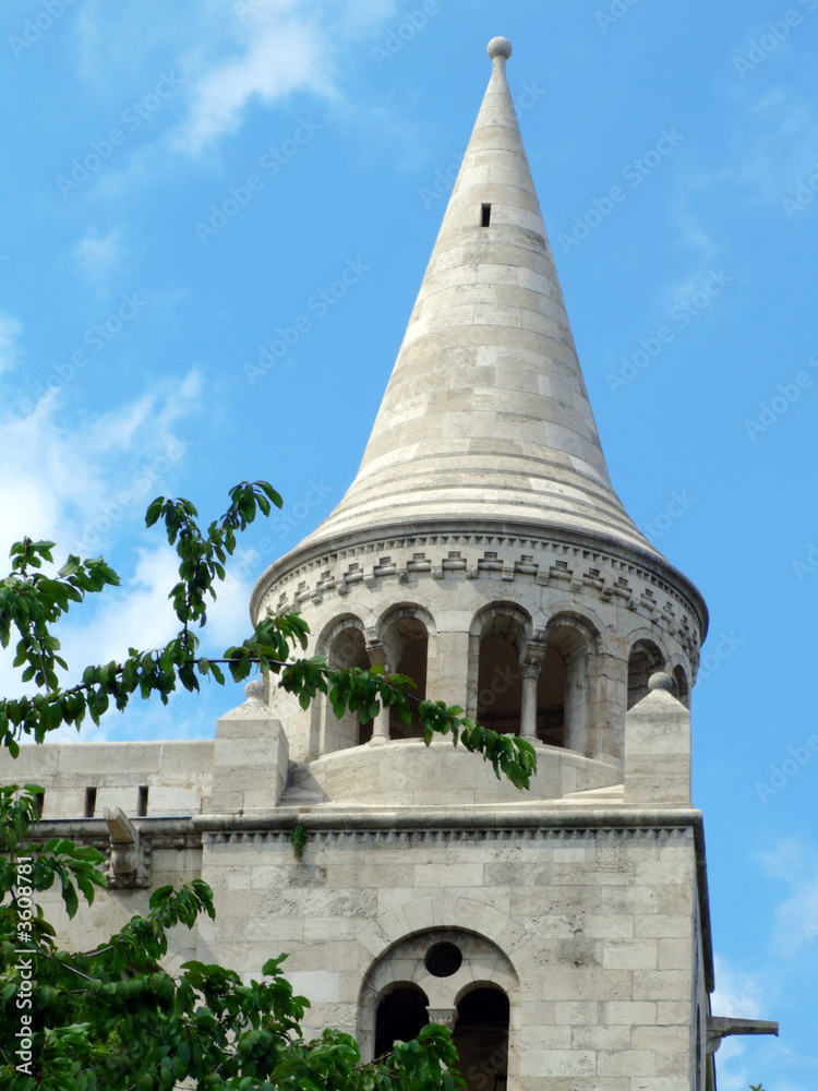 Tower of Fishermen Bastion on the castle hill of Budapest