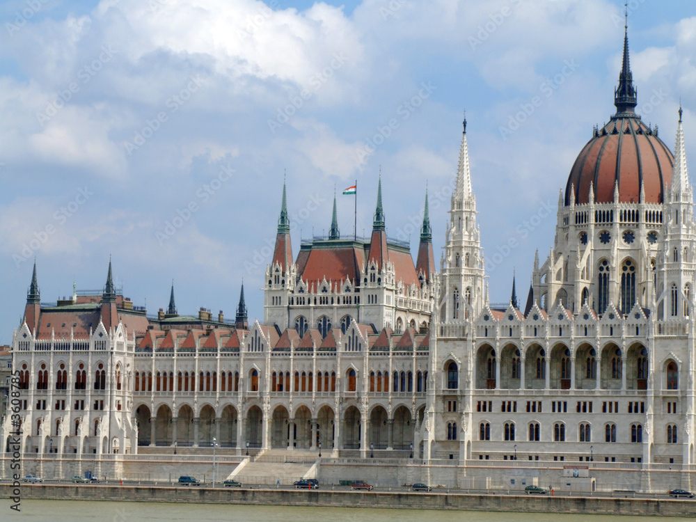 View of the house of the nation and Danube river View of the house of the nation and Danube river