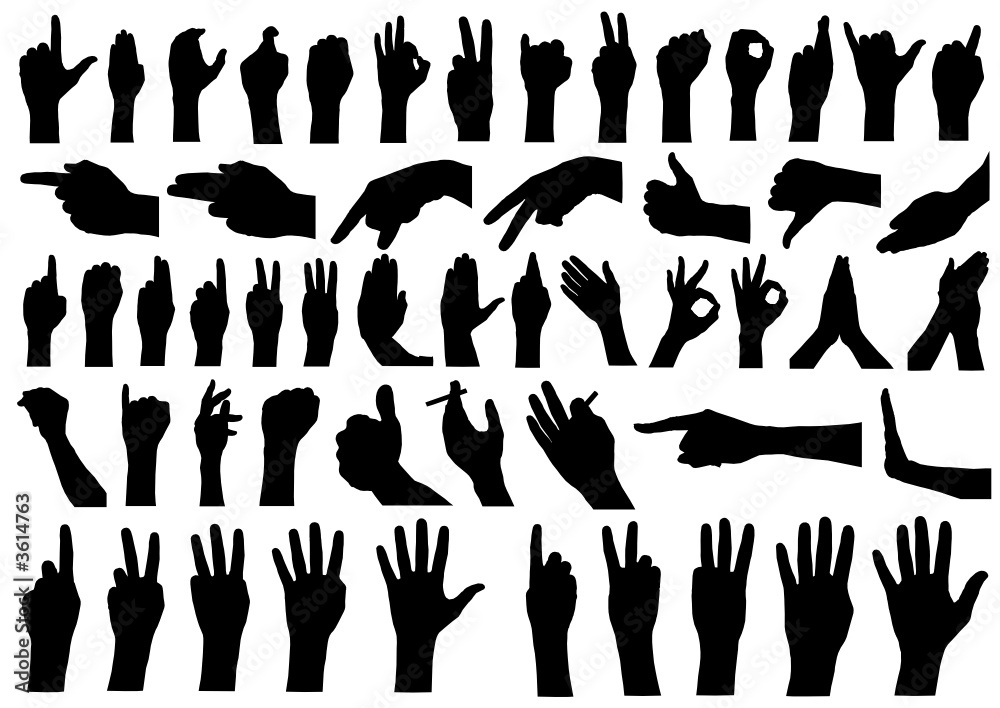 collection of hand vector 1 - obrazy, fototapety, plakaty 