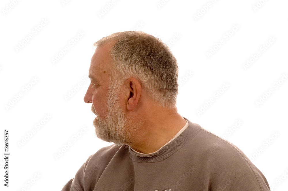 older man in profile isolated on white older man in profile isolated on white