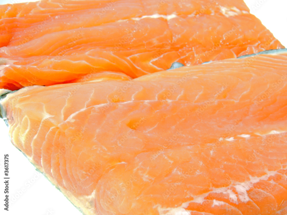 Close-up of a raw salmon fillet