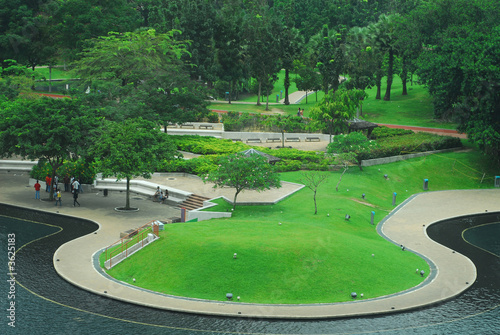 Canvas Print view of park in Kuala Lumpur showing palms and trees