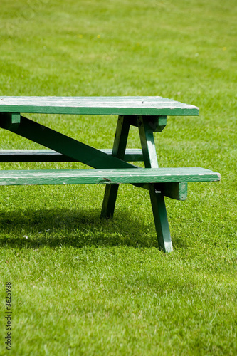 bench and green lawn at a park