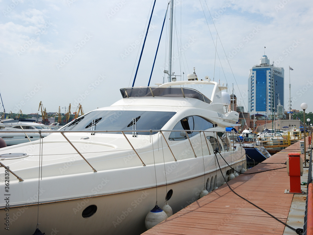 Fototapeta premium Cute sea motor boat