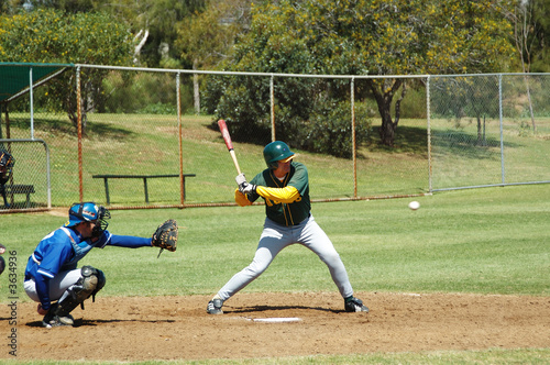 Batter about to swing at the perfect strike photo