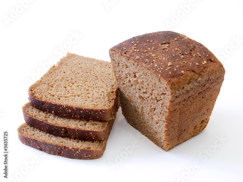 Cut loaf of rye bread