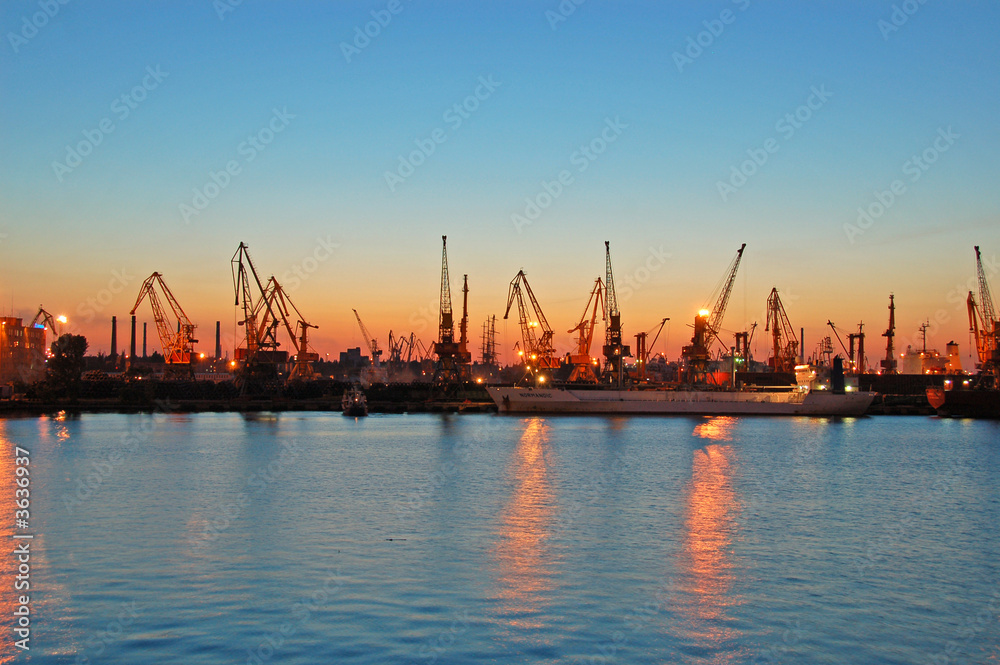 harbour scape with cranes