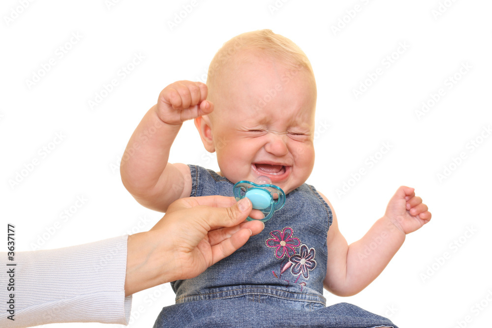 8 months baby girl crying isolated on white 8 months baby girl crying isolated on white