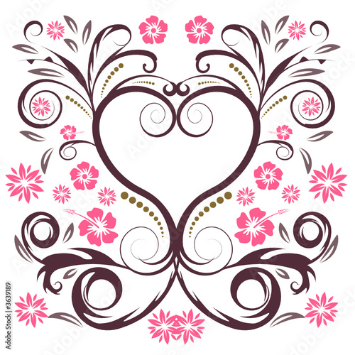 abstract vector flower heart illustration