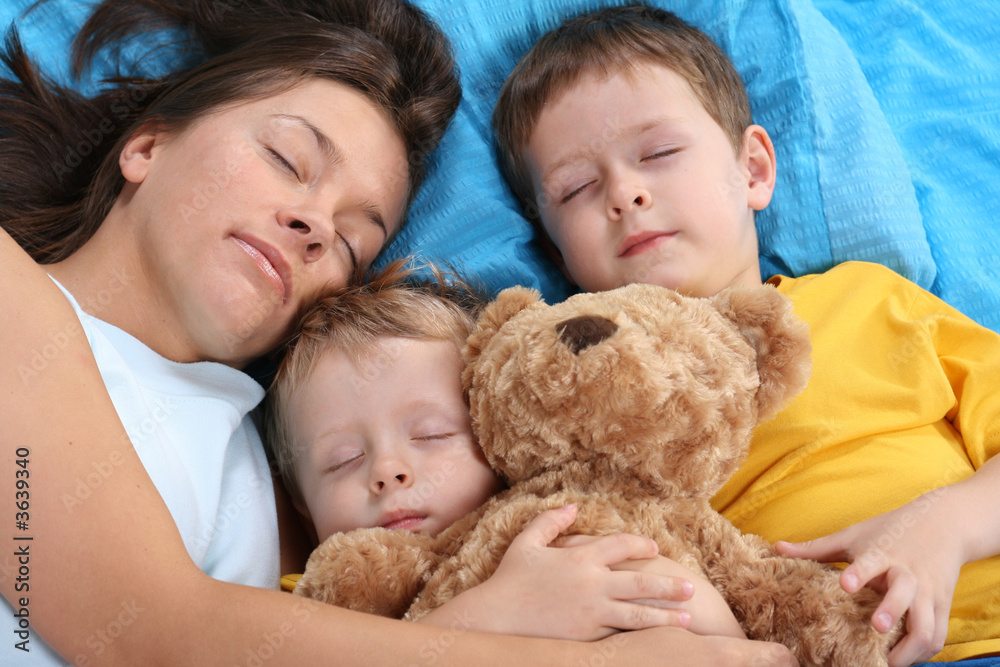 sweet dreams - mother and two sons sleeping sweet dreams - mother and two sons sleeping